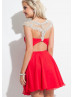 Beaded Keyhole Back Short Chiffon Prom Dress 